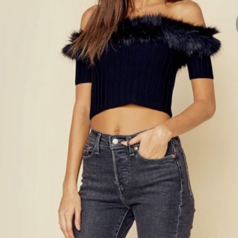 BNWOT For Love & Lemons Bonbon Crop Top Black
